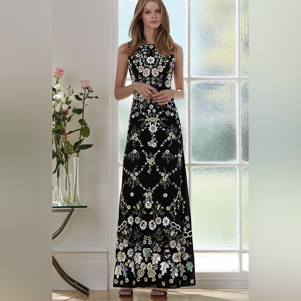 Needle & Thread Black Floral Maxi Dress